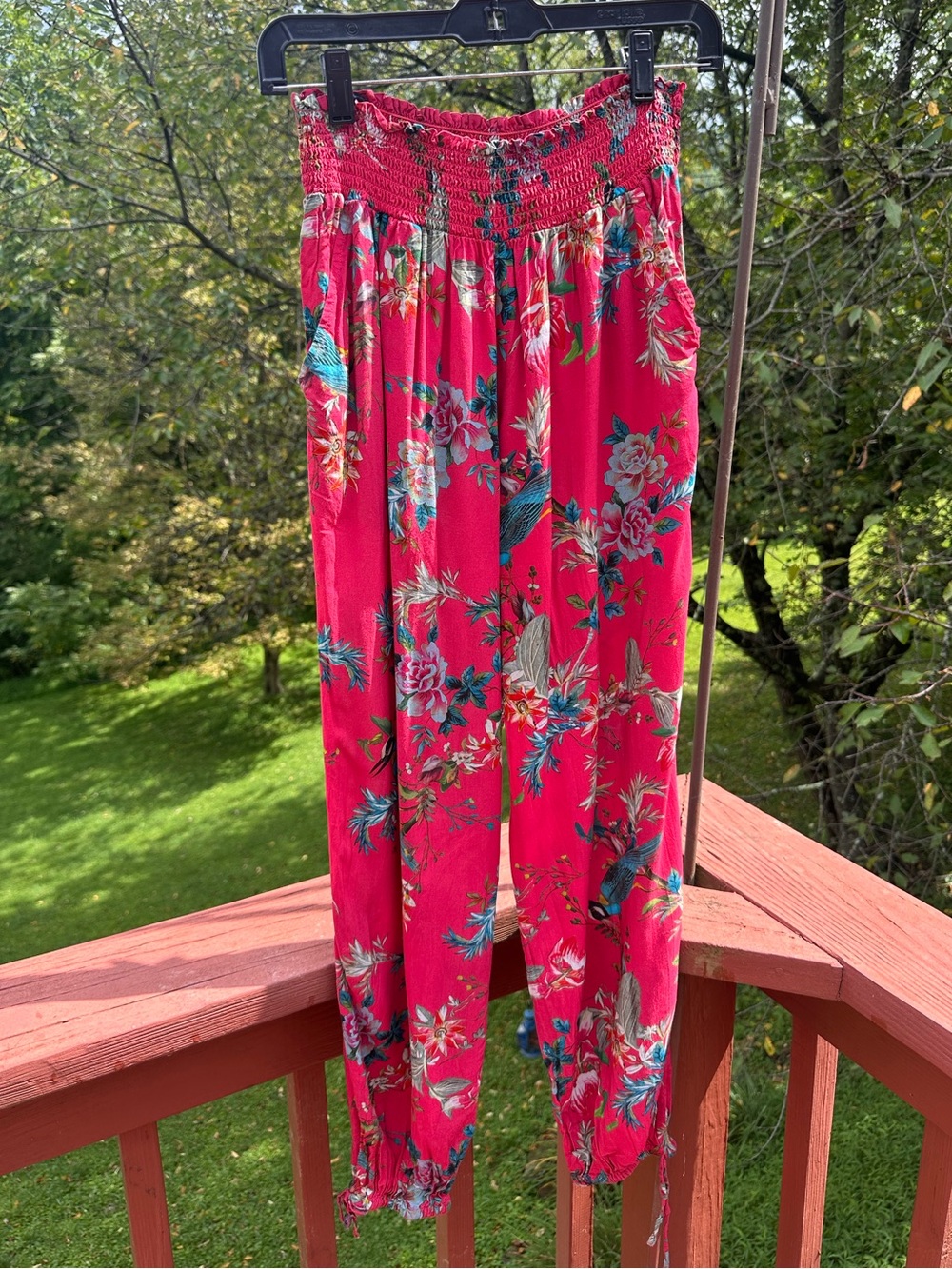Johnny Was Malakye Floral Smocked Jogger Floral Tropical Print - Picture 2 of 5